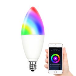 Smart LED Light Candle; C37 Lamp E12 Plug 100-240V 5W WIFI APP Connect Work With Alexa Google Siri Voice Control - WIFI Candle