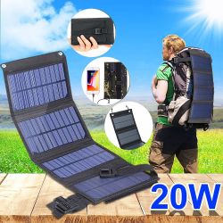 120W Foldable Solar Panel Portable Charger 5V Dual USB Charging for Camping Outdoor Power Station Cell PhoneTablet Power Bank - 20W  440mmX165mm