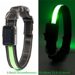 Solar And USB Rechargeable Light Up Pet Collar Waterproof LED Dog & Cat Collars For Night Walking - Fluorescent Green - S