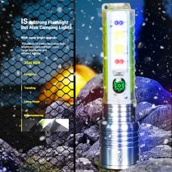 Super Bright LED Flashlight Strong Magnets 30W LED Wick Lighting White Red Blue Purple Side Light Zoomable Camping Lantern - Zoom 30W LED