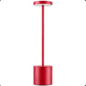 LED Waterproof Rechargeable Desk Lamp Touch Dimming Metal Table Lamps For Bar Reading Camping Light - red