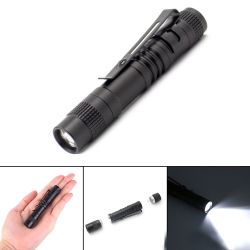 Mini Pen-Shaped Small Flashlight Aluminum Alloy Waterproof with Pen Clip Gift Lamp Small Flashlight - 8 8cm 1 section flashlight White
