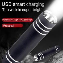 Mini Led Household Flashlight Outdoor Camping Lighting Portable Aluminum Alloy Waterproof Strong Light Rechargeable Flashlight - A