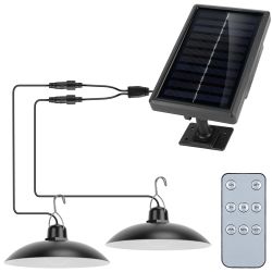 Solar Shed Lights Dual Lighting Heads Dimmable Timing Dusk To Dawn Sensor Hanging Lamp IP65 Waterproof Remote Control - Dual Head - White