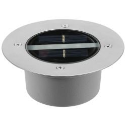 Solar LED Disk Lights IP44 Water-Resistant Light Sensor Lawn Light Auto On/Off Light Built in for Garden Yard Deck Path - Silver