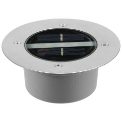 Solar LED Disk Lights IP44 Water-Resistant Light Sensor Lawn Light Auto On/Off Light Built in for Garden Yard Deck Path - Silver