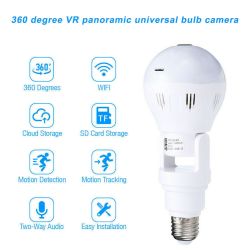 360Â° Panoramic Hidden Wifi IP Camera Light Bulb Home Security Lamp Cam HD 1080P - White