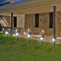 2pcs Solar Landscape Spotlight LED Lighting Plastic for Outdoor Garden Yard Porch Pool RT - Black