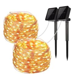 Mini Fiery 100 Lights Shine Like Firebugs With Solar Power - YELLOW