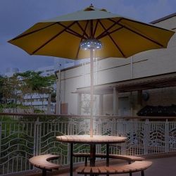 UFO 360 Patio Umbrella Light with 28 LED Ring - Silver
