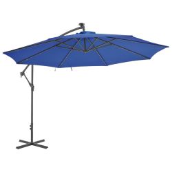 vidaXL Cantilever Umbrella with LED Lights Azure Blue 137.8" - Blue