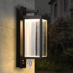 Sensor Outdoor Wall Sconce LED Exterior IP54 ; 13W 750Lm 3000K - grey