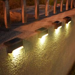 4pcs Solar LED Deck Light Outdoor Garden Lighting Patio Railing Path Lamp - As pic