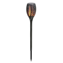 96 LEDs Solar Flame Torch Light Waterproof Flickering Flame Lamp Garden Path Yard Lamp - Black