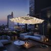 10 FT Solar LED Patio Outdoor Umbrella Hanging Cantilever Umbrella Offset Umbrella Easy Open Adustment with 24 LED Lights - tan - W41917533