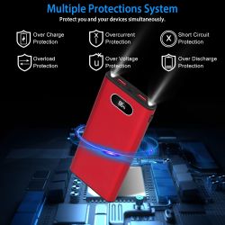 20000Mah Power Bank Portable Charger External Battery Pack 22.5W Super Fast Charging with LED Display Flashlight Fit for iPhone Samsung - Red