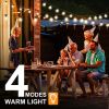 48FT Solar Outdoor String Lights With 15 Bulbs S14 Waterproof LED Patio Lights With 4 Lighting Modes For Garden;  Party - 48ft