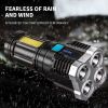 4-core Led Multi-functional Bright Flashlight COB Side Light Outdoor Portable Home USB Rechargeable Flashlight - Black Flashlight