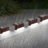 4Pcs Solar Powered LED Step Lights Outdoor IP55 Waterproof Dusk To Dawn Sensor Fence Lamps - Brown