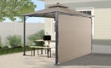 Patio 9.8ft.L x 9.8ft.W Gazebo with Extended Side Shed/Awning and LED Light for Backyard,Poolside, Deck, Brown - Brown
